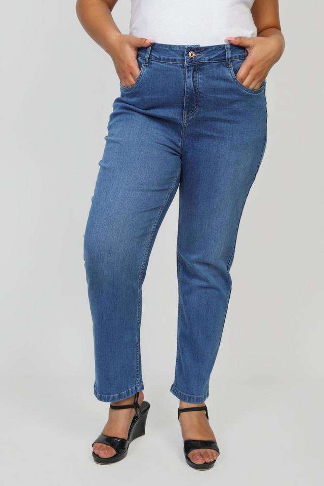 Plus-Size-Mid-Rise-Blended-Fabric-Straight-Fit-Women-s-Jeans