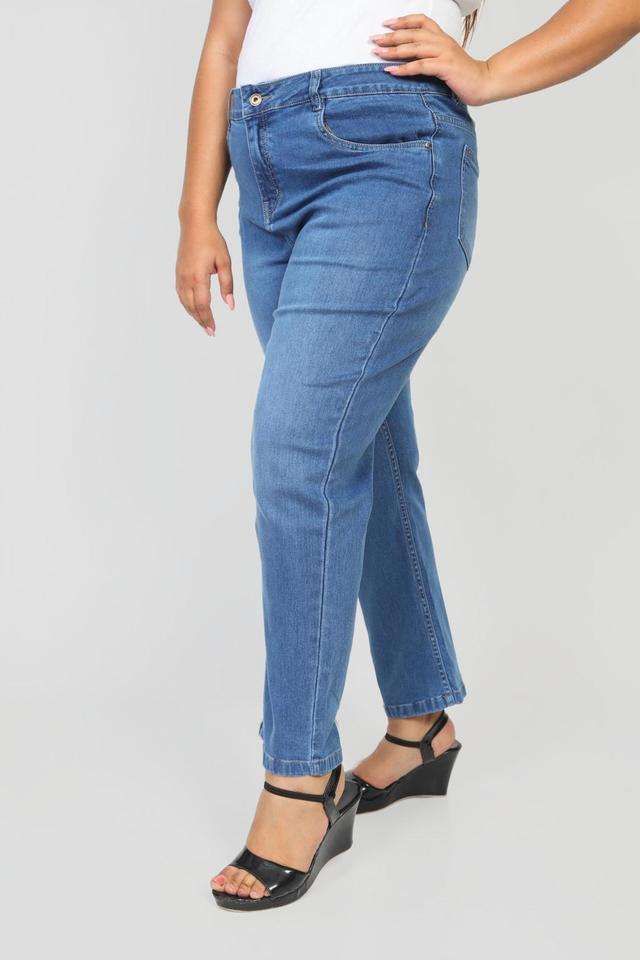 Plus-Size-Mid-Rise-Blended-Fabric-Straight-Fit-Women-s-Jeans