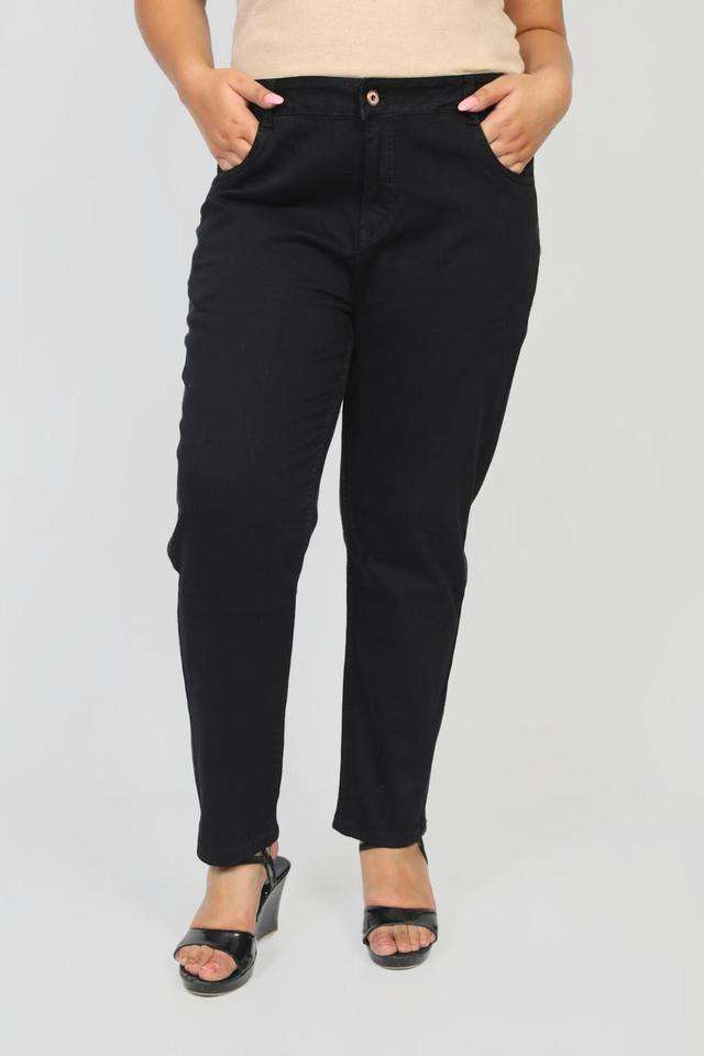 Plus-Size-Mid-Rise-Blended-Fabric-Slim-Fit-Women-s-Jeans