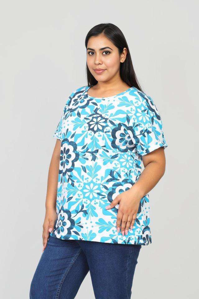Plus-Size-Printed-Cotton-Round-Neck-Women-s-T-Shirt
