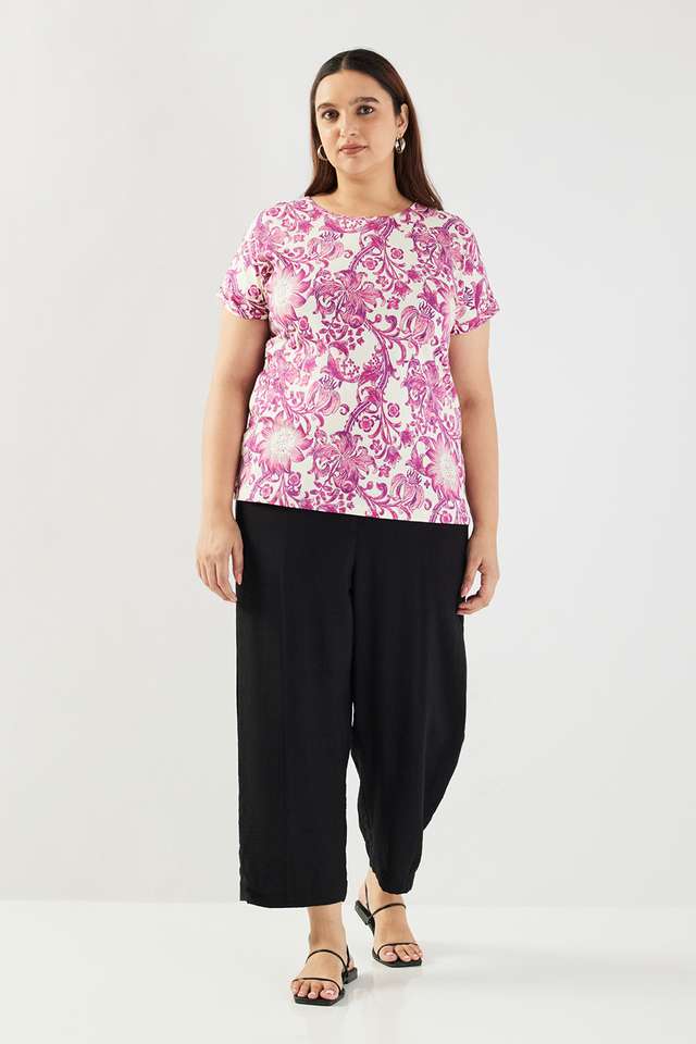 Plus-Size-Printed-Cotton-Round-Neck-Women-s-T-Shirt