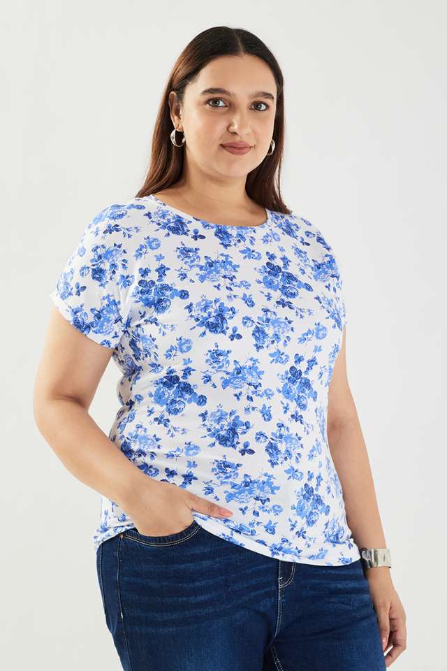 Plus-Size-Printed-Cotton-Round-Neck-Women-s-T-Shirt