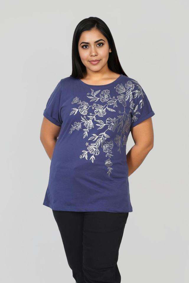 Plus-Size-Printed-Cotton-Round-Neck-Women-s-T-Shirt
