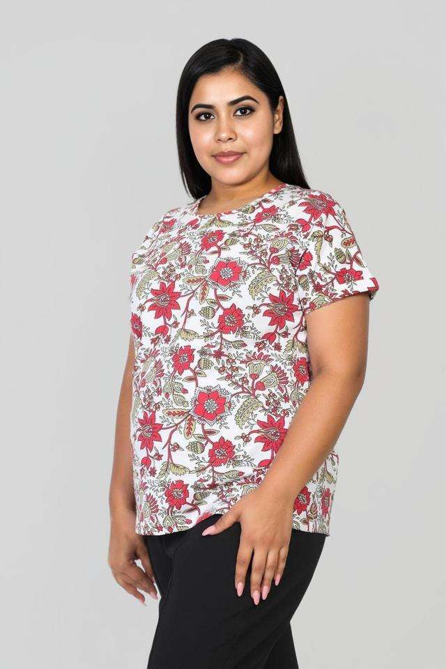 Plus-Size-Printed-Cotton-Round-Neck-Women-s-T-Shirt
