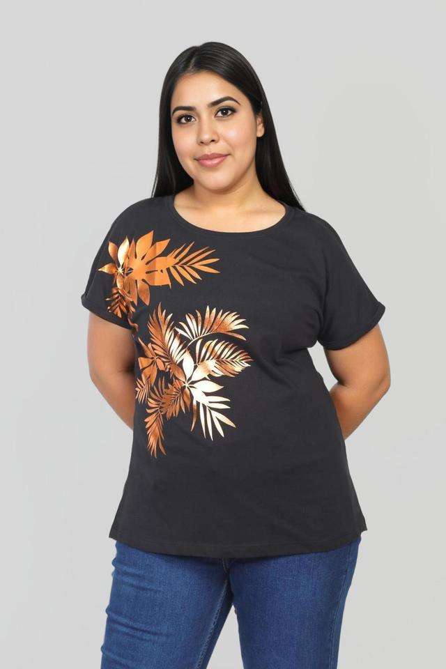 Plus-Size-Printed-Cotton-Round-Neck-Women-s-T-Shirt