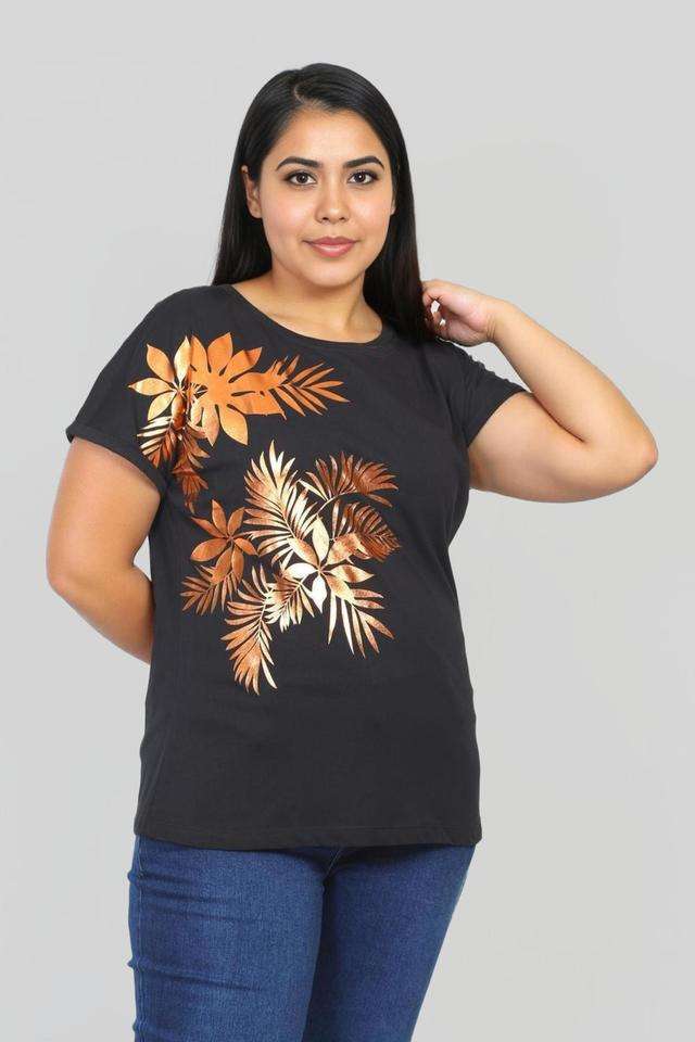 Plus-Size-Printed-Cotton-Round-Neck-Women-s-T-Shirt