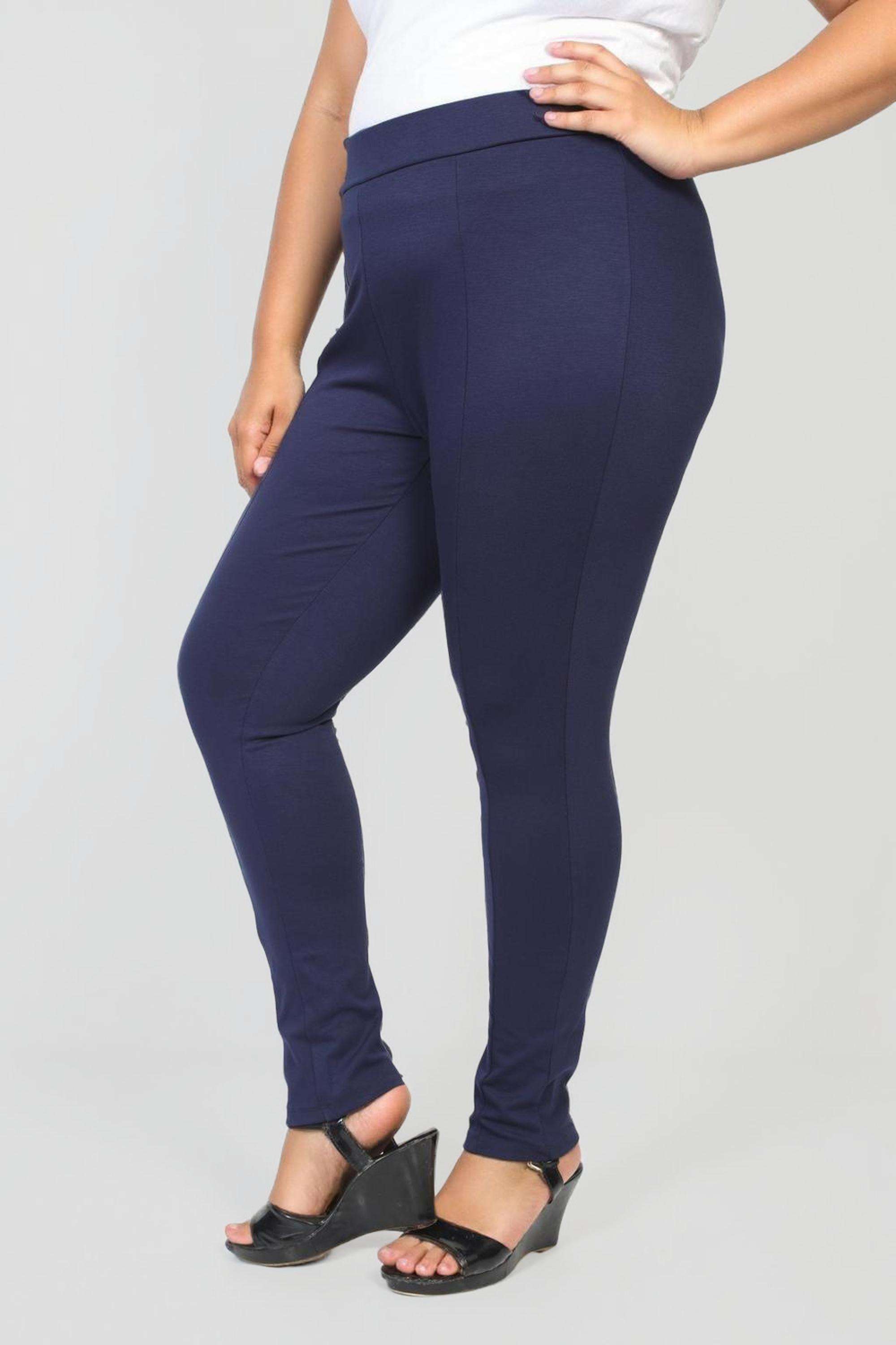 Solid-Blended-Fabric-Straight-Fit-Women-s-Trousers