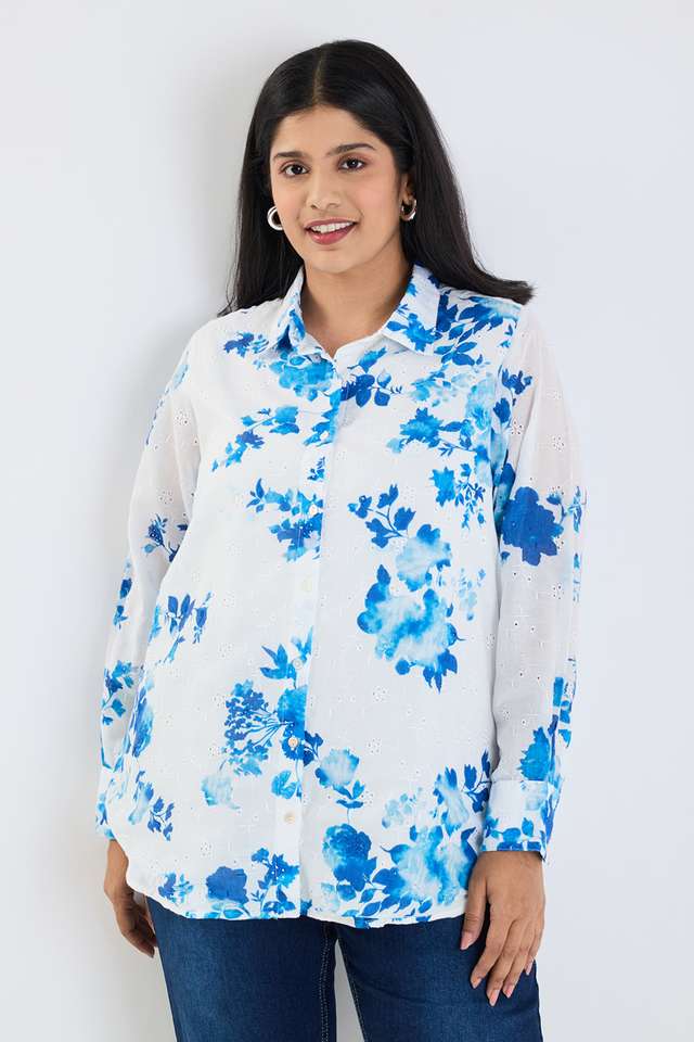 Plus-Size-Printed-Collared-Cotton-Women-s-Casual-Wear-Shirt