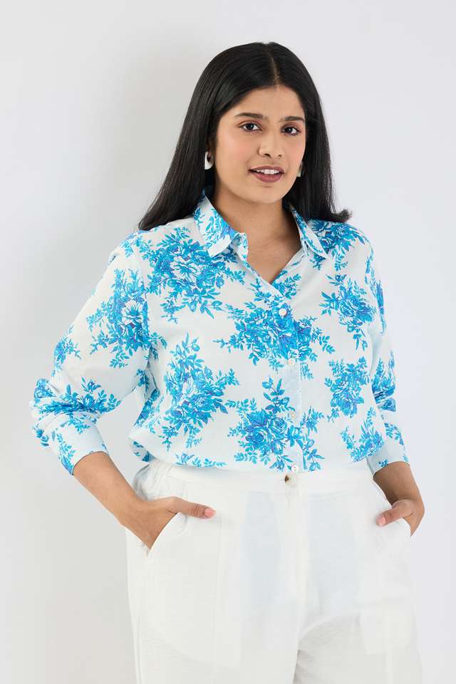 Plus-Size-Printed-Collared-Cotton-Women-s-Casual-Wear-Shirt