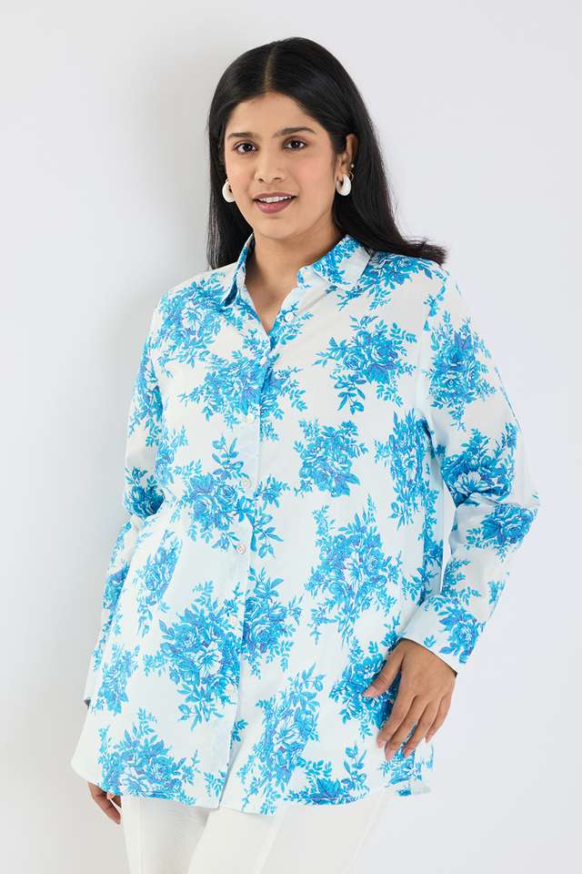 Plus-Size-Printed-Collared-Cotton-Women-s-Casual-Wear-Shirt