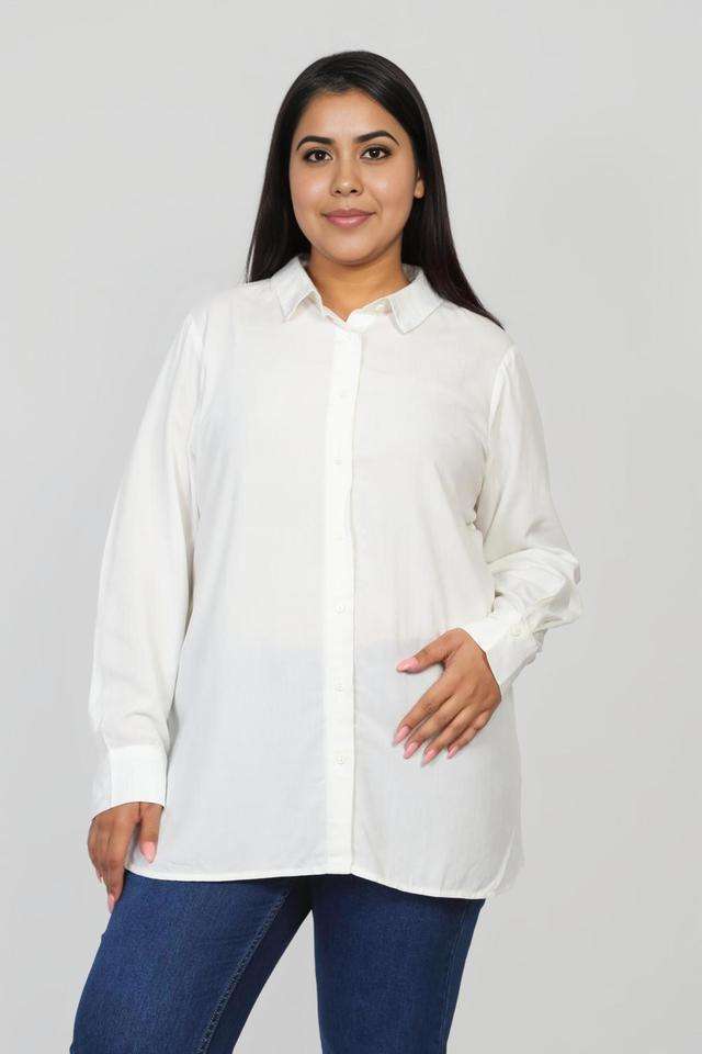 Plus-Size-Solid-Collared-Lyocell-Women-s-Casual-Wear-Shirt