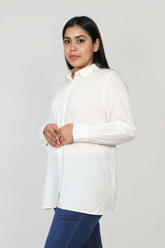 Plus-Size-Solid-Collared-Lyocell-Women-s-Casual-Wear-Shirt