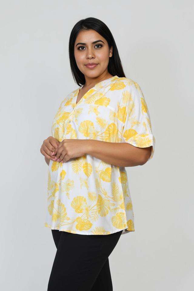 Plus-Size-Printed-Viscose-V-Neck-Women-s-Tunic