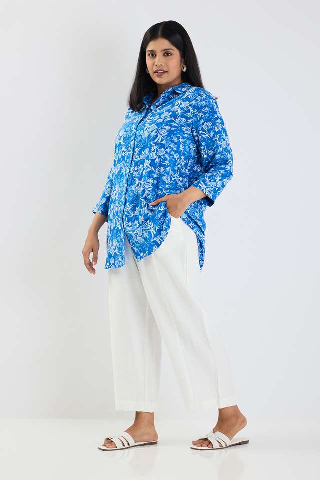 Plus-Size-Printed-Viscose-V-Neck-Women-s-Tunic