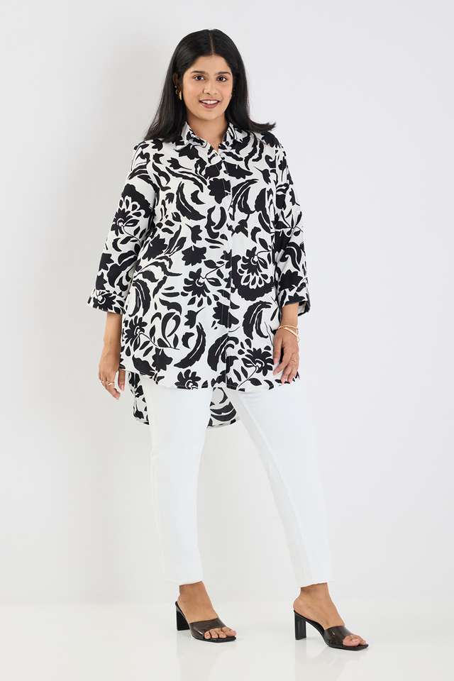 Plus-Size-Printed-Viscose-V-Neck-Women-s-Tunic