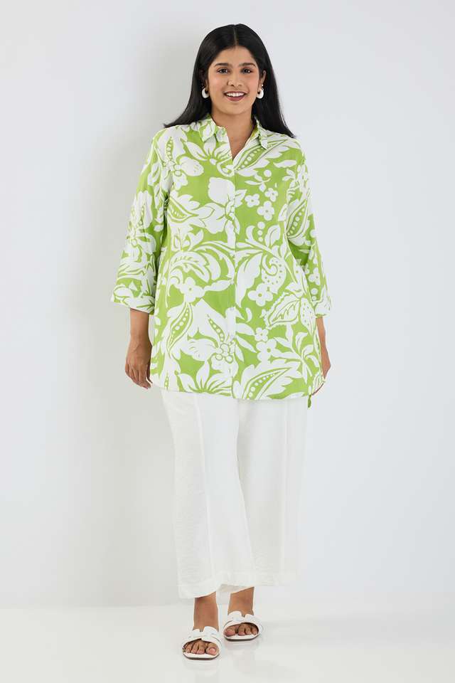 Plus-Size-Printed-Viscose-V-Neck-Women-s-Tunic