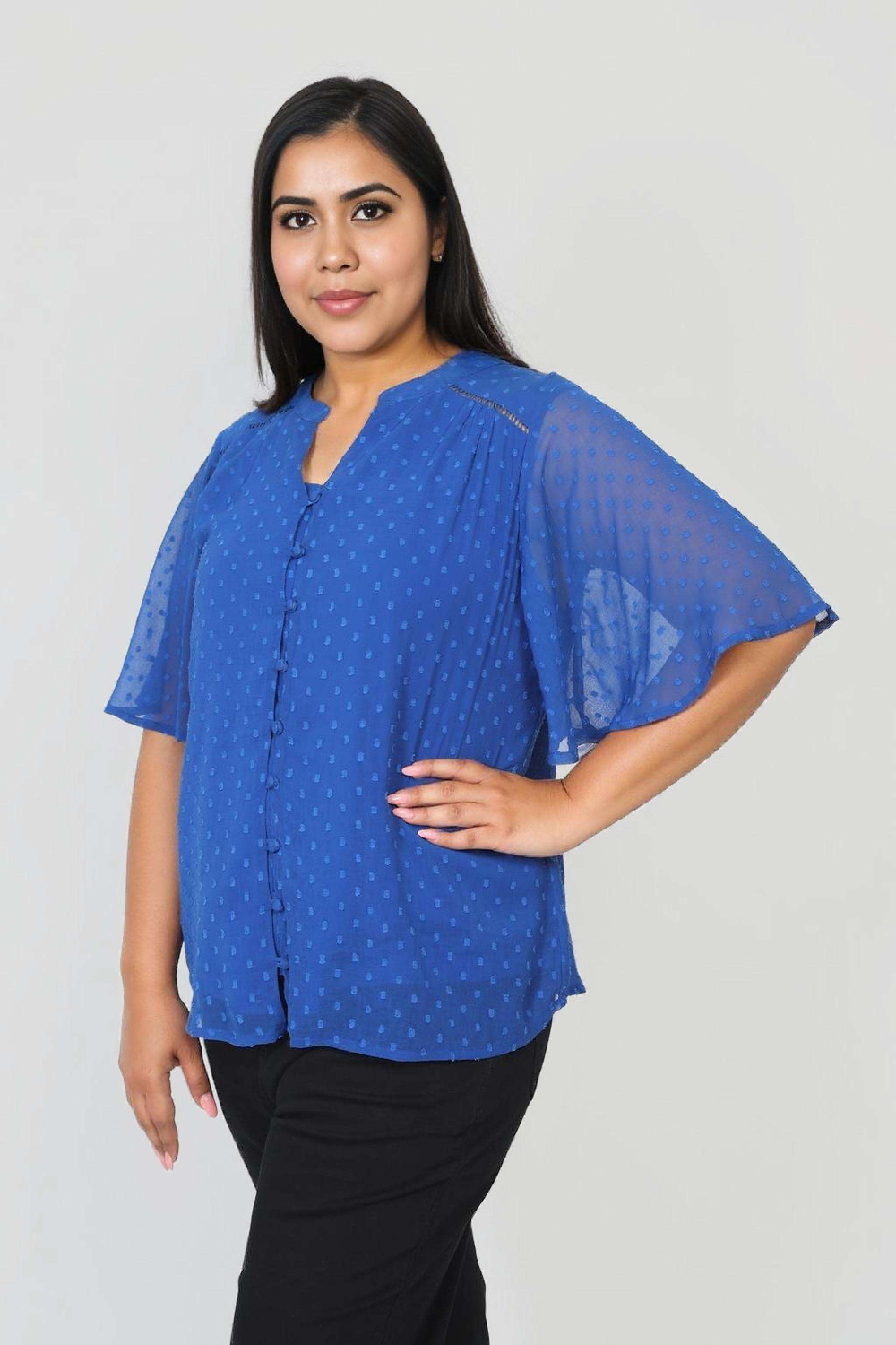 Solid-Chiffon-V-Neck-Women-s-Top