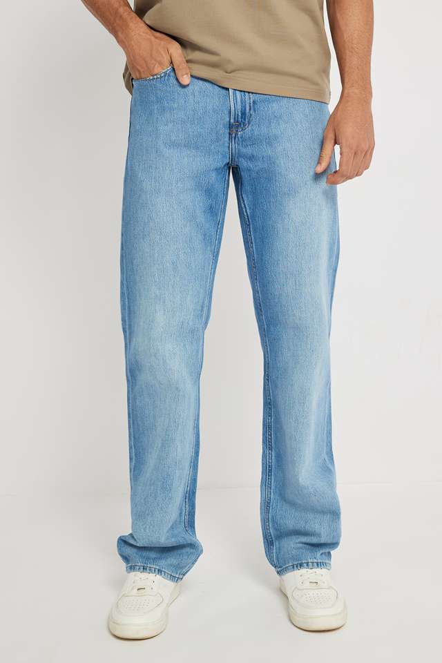 Light-Wash-Blended-Fabric-Straight-Fit-Men-s-Jeans