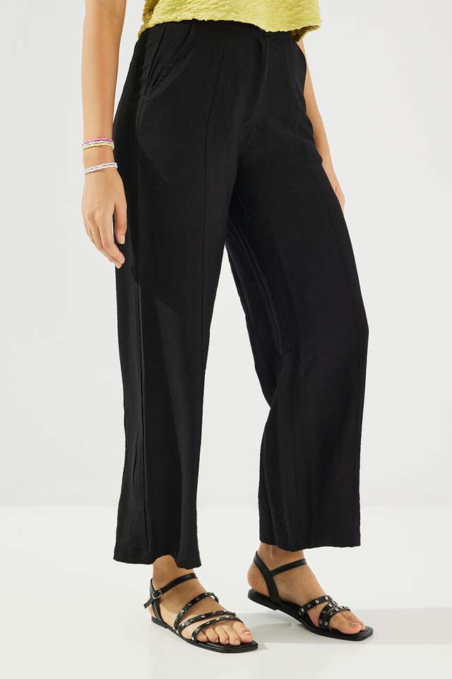 Solid-Relaxed-Fit-Blended-Fabric-Women-s-Casual-Wear-Pants