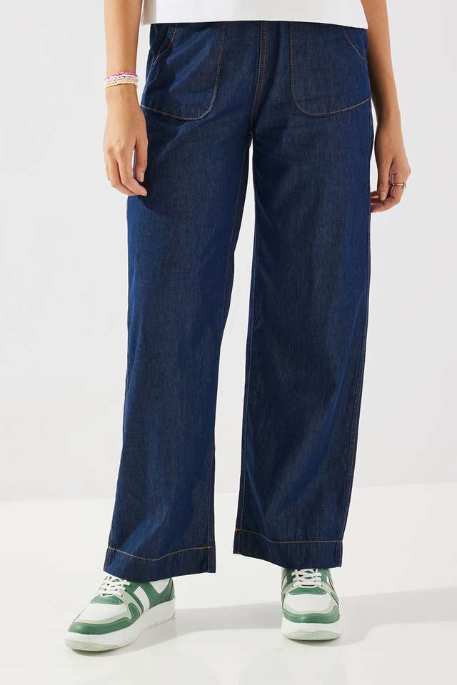 Solid-Straight-Fit-Cotton-Women-s-Casual-Wear-Pants