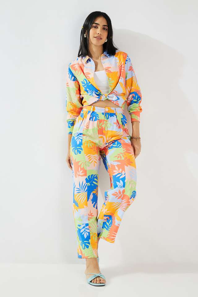 Printed-Full-Length-Blended-Fabric-Woven-Women-s-Co-Ord-Set