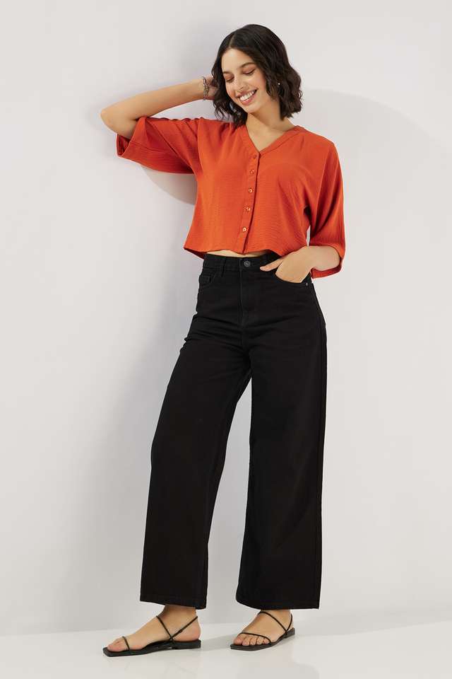 High-Rise-Cotton-Blend-Wide-Leg-Fit-Women-s-Jeans
