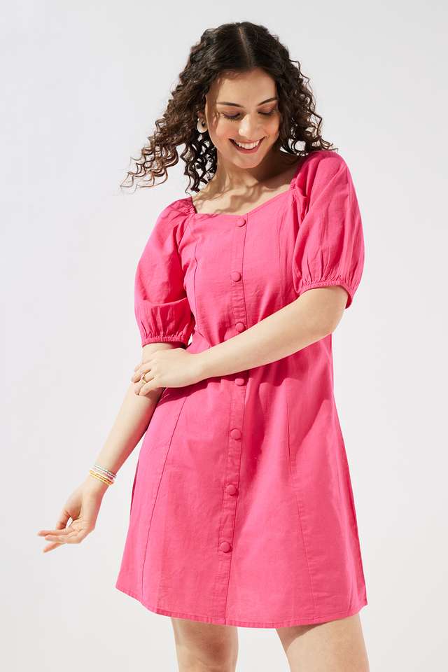 Solid-Blended-Fabric-Women-s-Dress