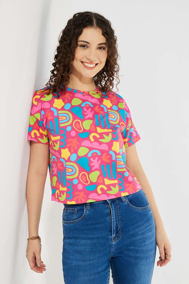 Printed-Cotton-Round-Neck-Women-s-Top