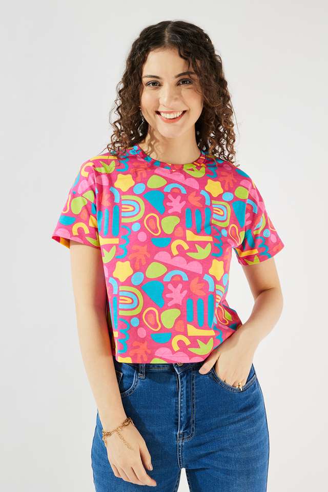 Printed-Cotton-Round-Neck-Women-s-Top