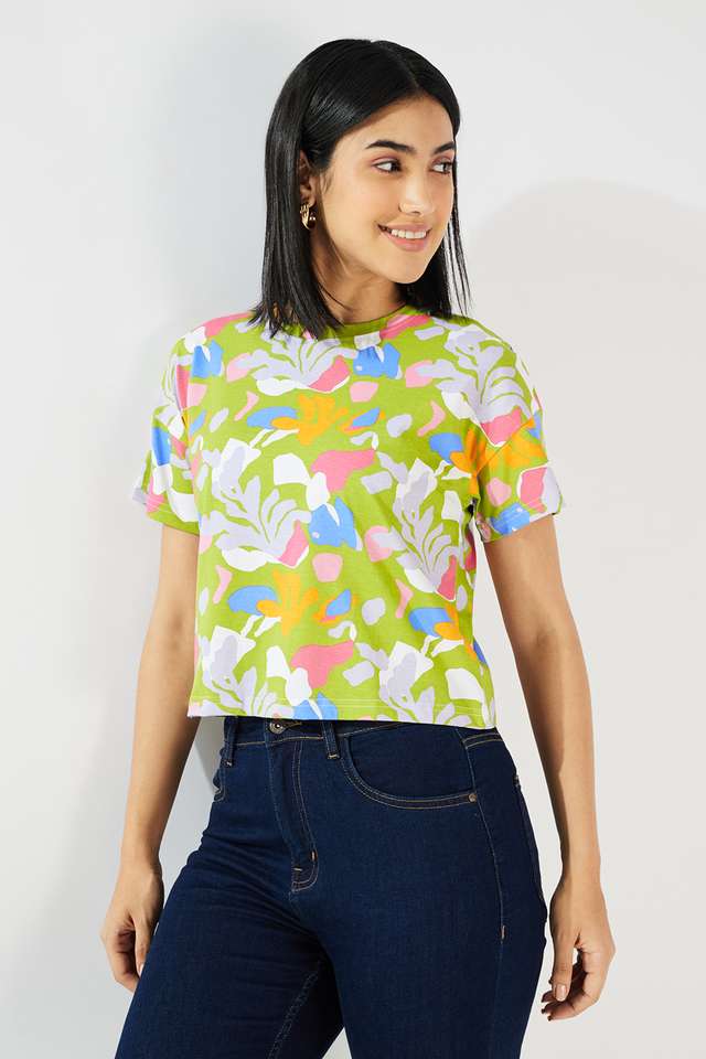 Printed-Cotton-Round-Neck-Women-s-Top