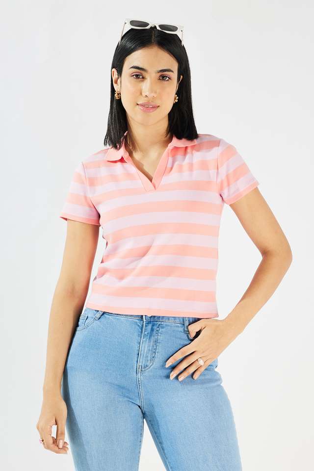 Yarn-Dyed-Cotton-Collared-Women-s-Top