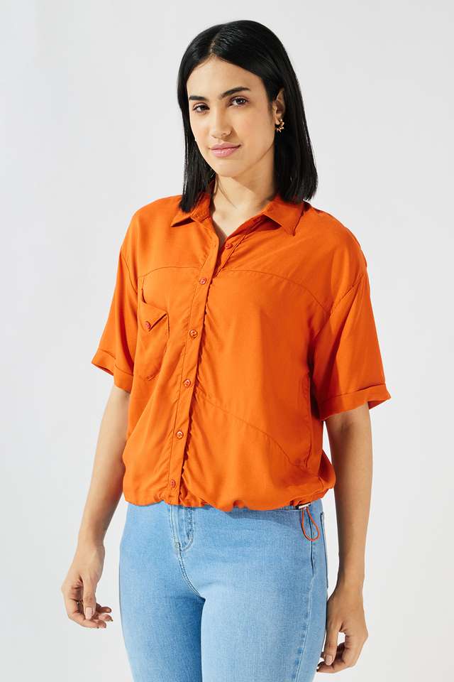 Solid-Collared-Viscose-Women-s-Casual-Wear-Shirt