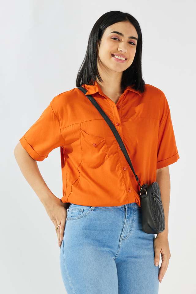 Solid-Collared-Viscose-Women-s-Casual-Wear-Shirt