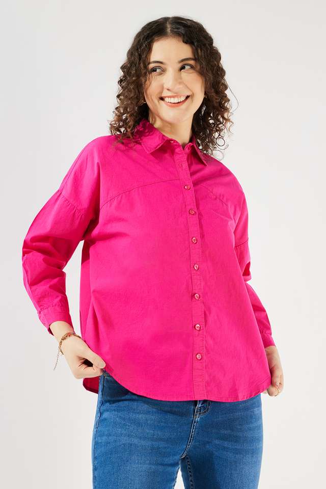 Solid-Collared-Cotton-Women-s-Casual-Wear-Shirt