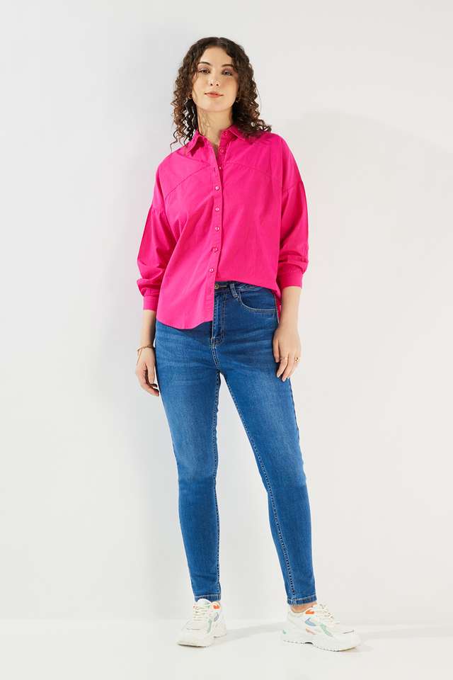 Solid-Collared-Cotton-Women-s-Casual-Wear-Shirt