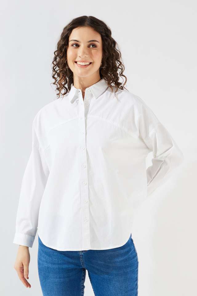 Solid-Collared-Cotton-Women-s-Casual-Wear-Shirt