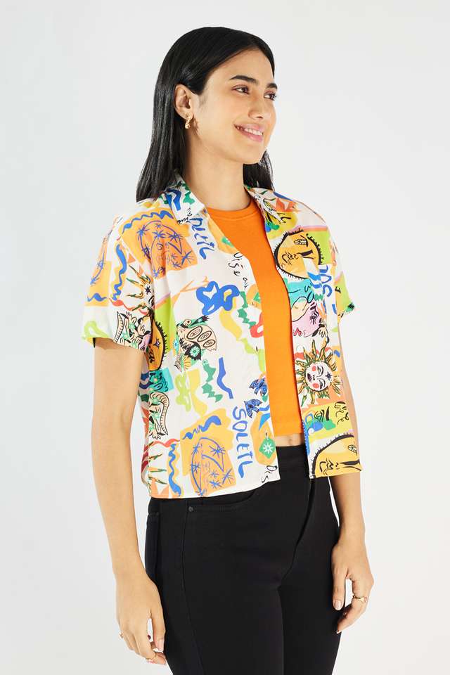 life Solid Collared Viscose Women Casual Wear Shirt-picture-37