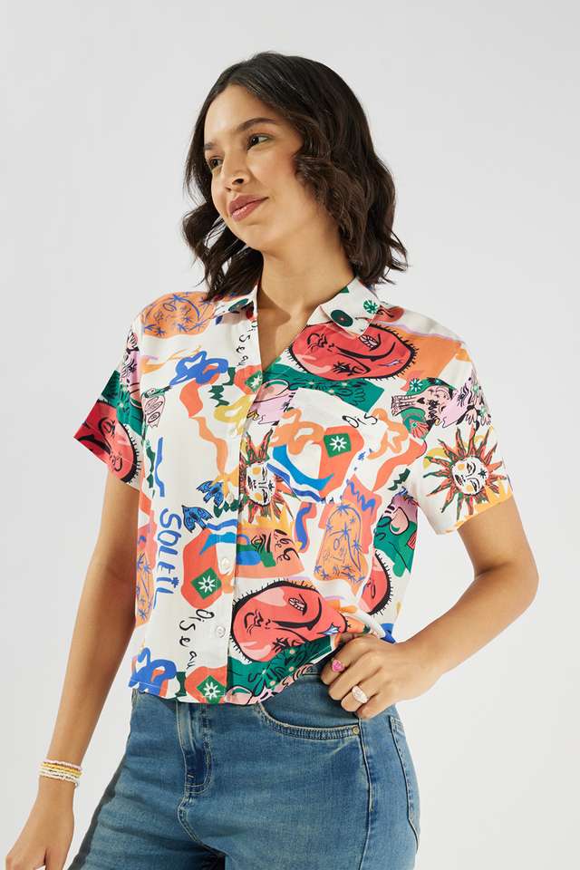 Solid-Collared-Viscose-Women-s-Casual-Wear-Shirt