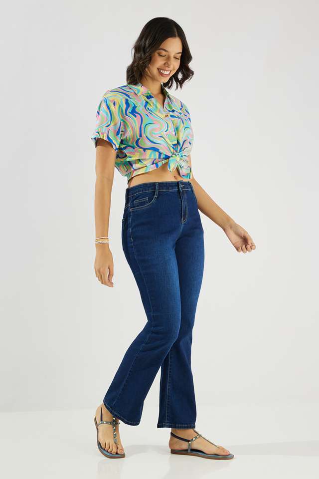 Solid-Collared-Blended-Fabric-Women-s-Casual-Wear-Shirt