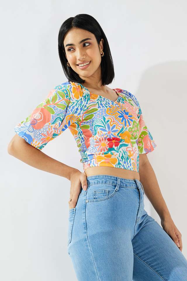 Solid-Poplin-Square-Neck-Women-s-Top