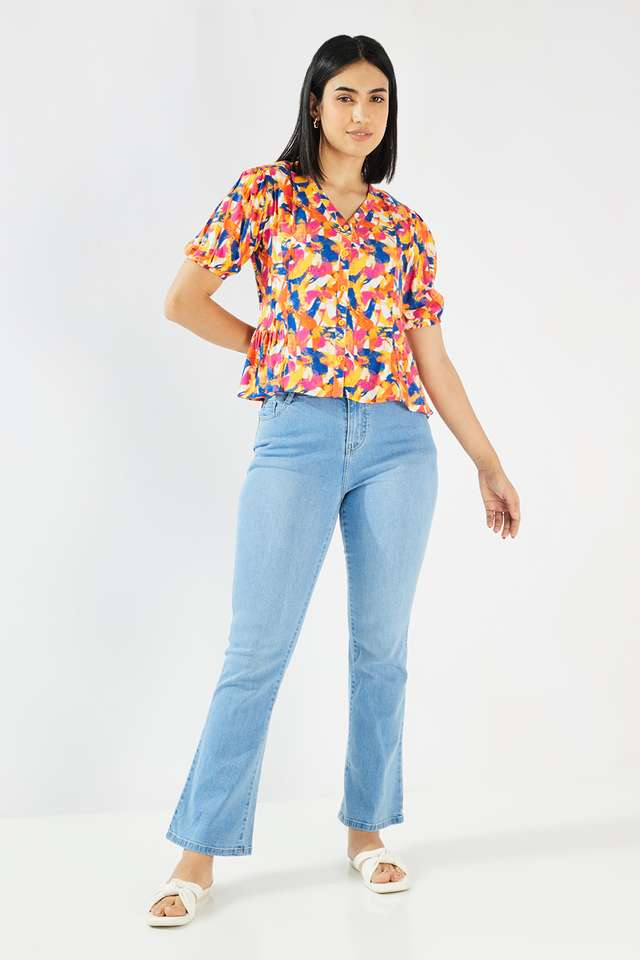 Solid-Viscose-V-Neck-Women-s-Top
