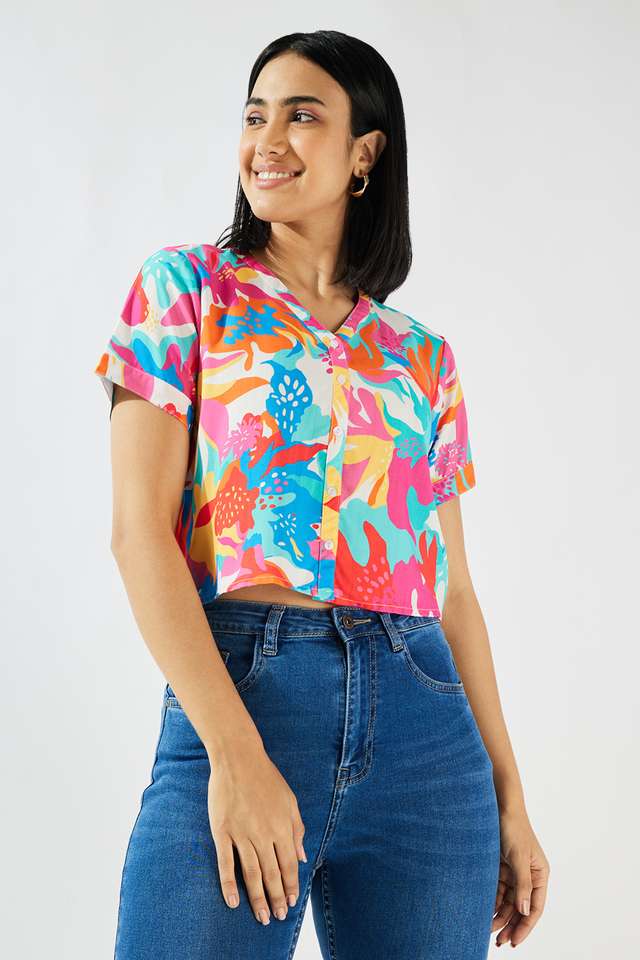 Solid-Viscose-V-Neck-Women-s-Top