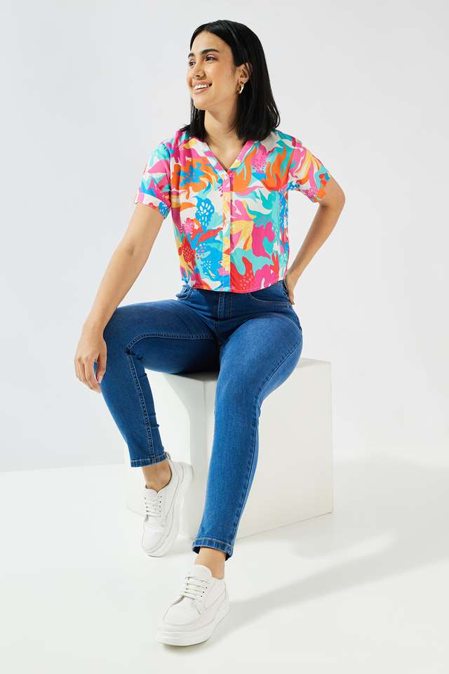 Solid-Viscose-V-Neck-Women-s-Top