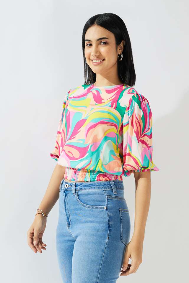 Solid-Viscose-Round-Neck-Women-s-Top