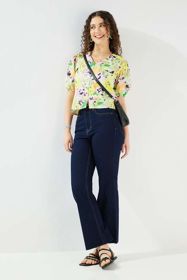 Solid-Blended-Fabric-V-Neck-Women-s-Top
