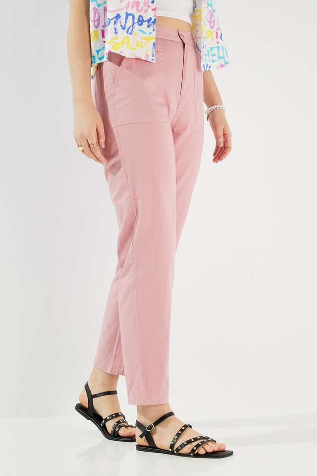 Solid-Regular-Fit-Cotton-Women-s-Casual-Wear-Pants