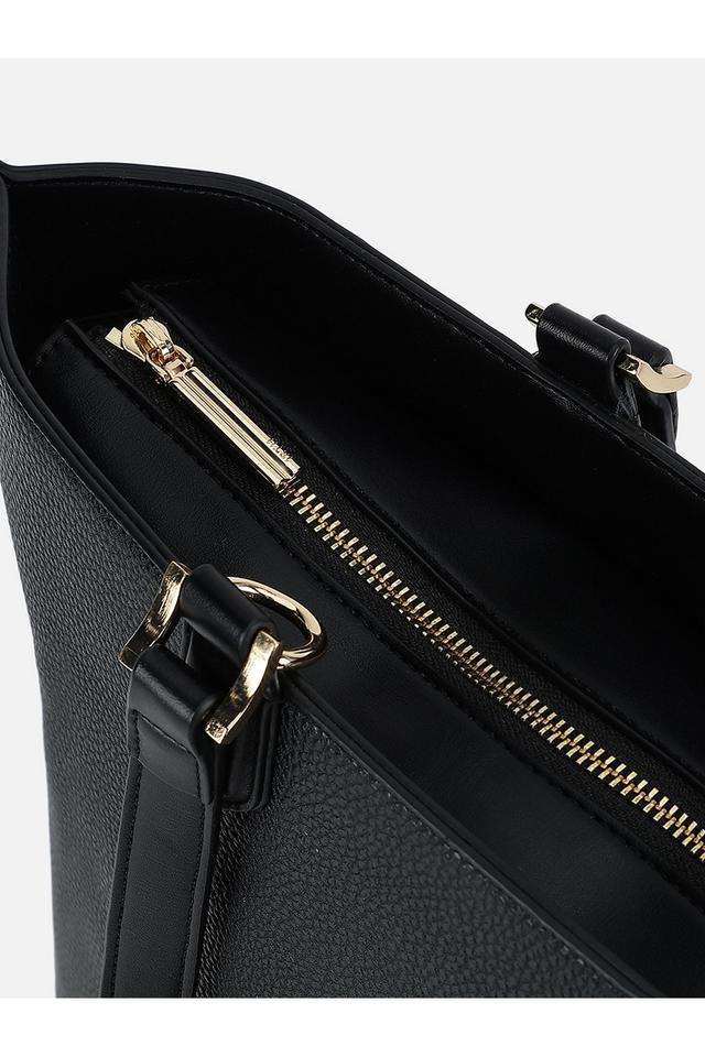 Buy IRTH Black Jackie PU Zipper Closure Women's Tote Bag