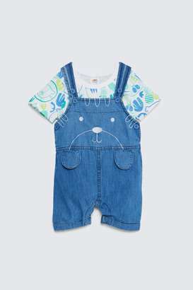 Embroidered-Cotton-Above-Knee-Infants-Dungarees