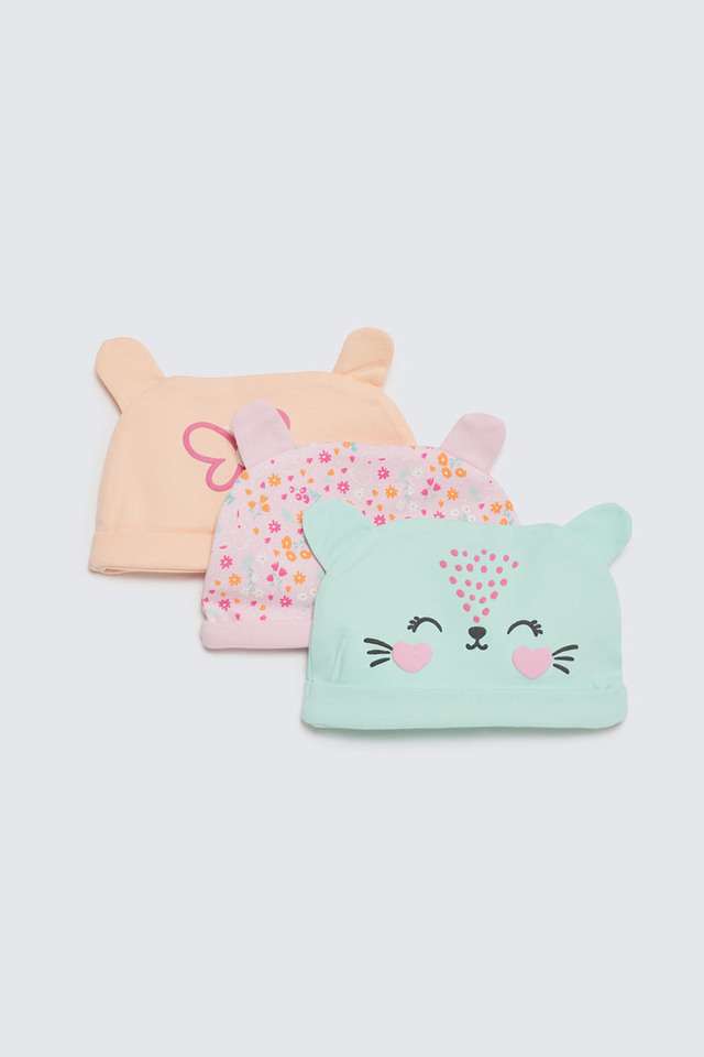Printed-Cotton-Infant-Girls-Sleep-Wear-Caps