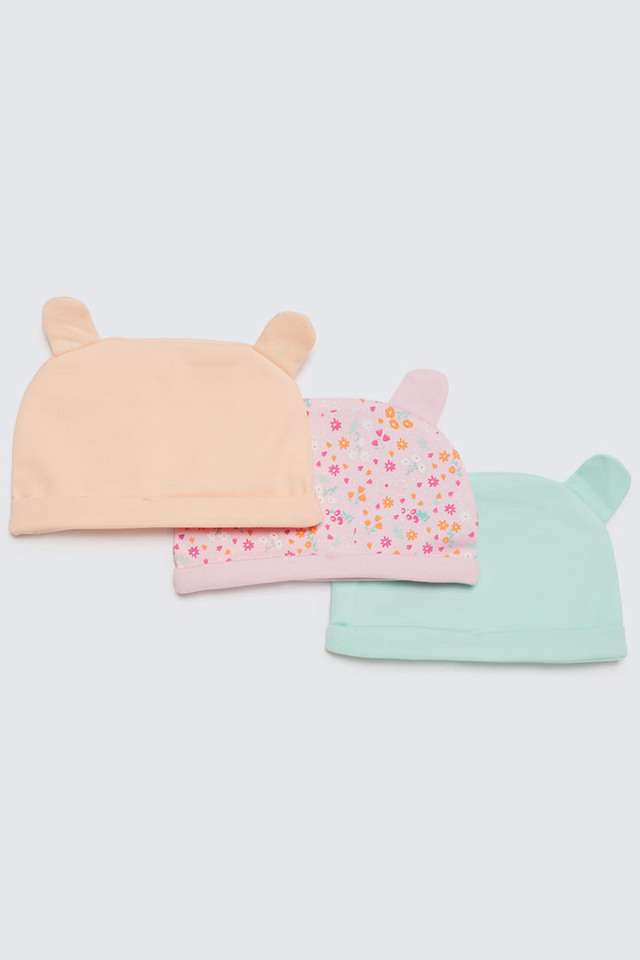 Printed-Cotton-Infant-Girls-Sleep-Wear-Caps